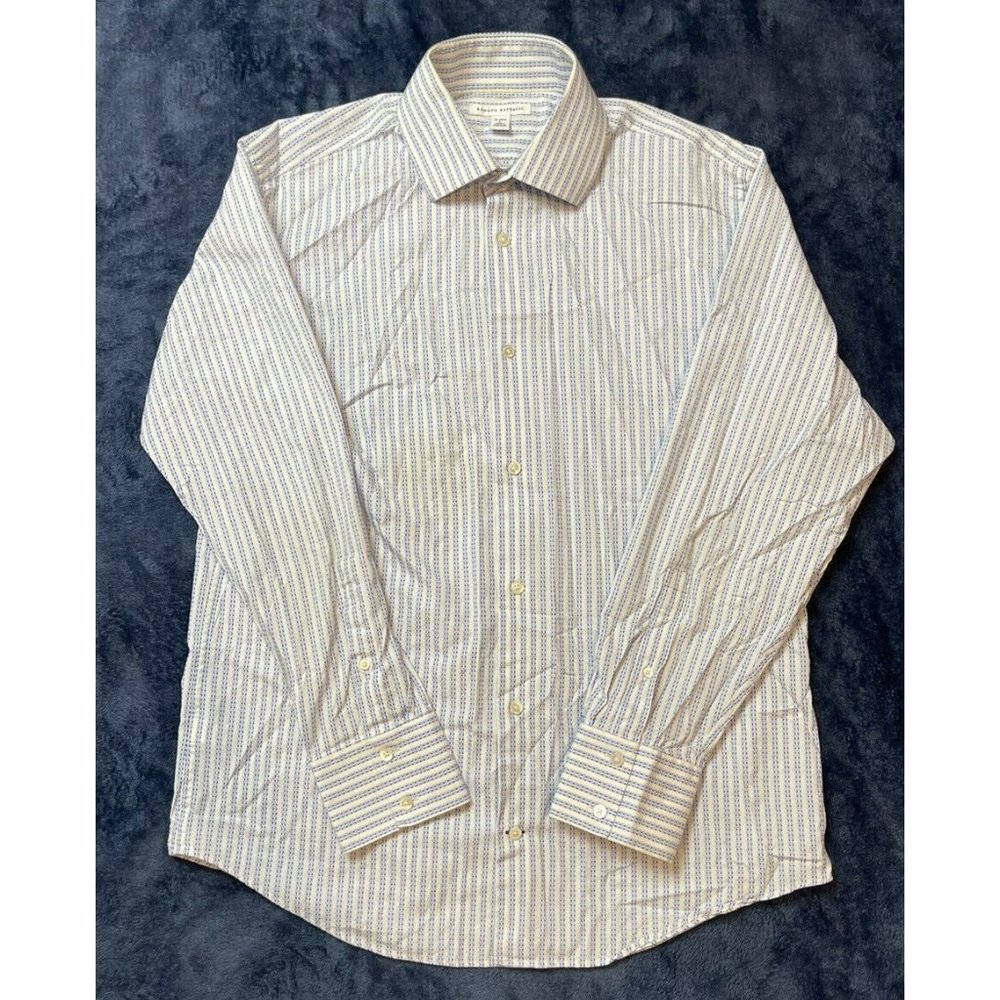 Banana Republic Striped White Blue Button-down Dress Shirt Large